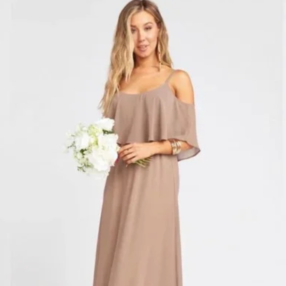 Show Me Your Mumu Caitlin Dune Chiffon Ruffle Dress Gown S